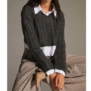 Pilcro Cable Knit Twofer Sweater M